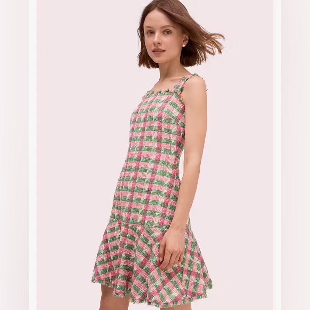 Kate Spade Mainline Plaid Tweed Dress in Peony NWT - Picture 1 of 9